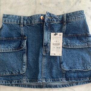 Zara Blue Denim Skirt with Pockets